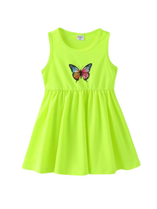 VESTIDO VERDE LIMON CON MARIPOSA