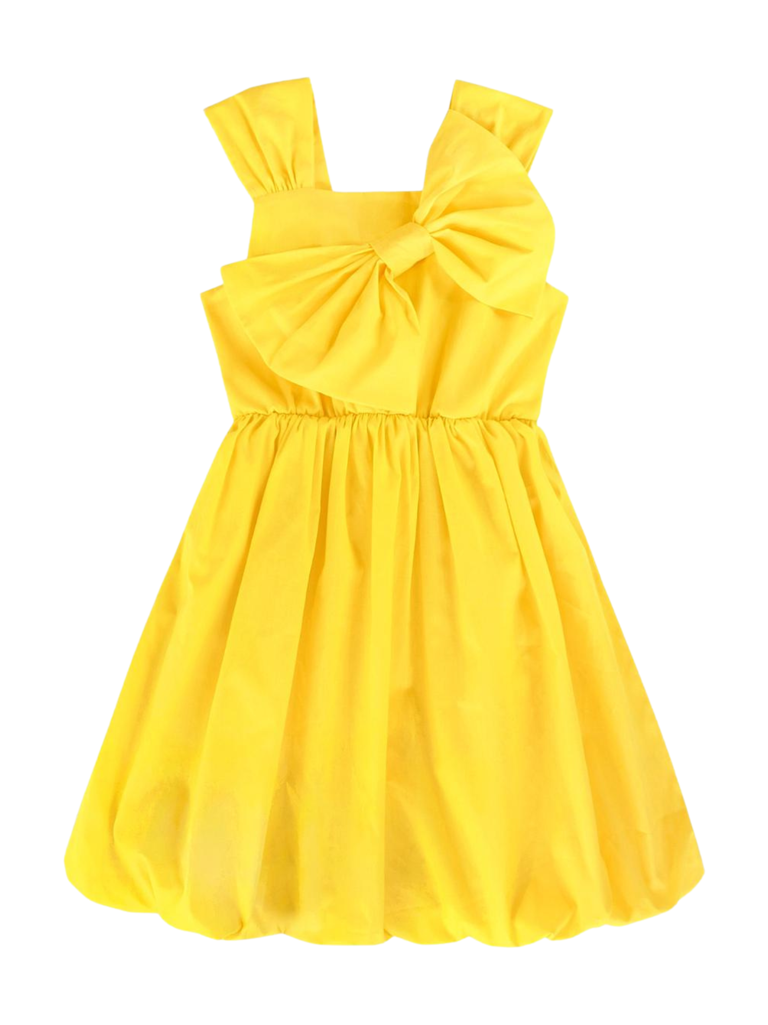 VESTIDO GLOBO CON MOÑO AMARILLO