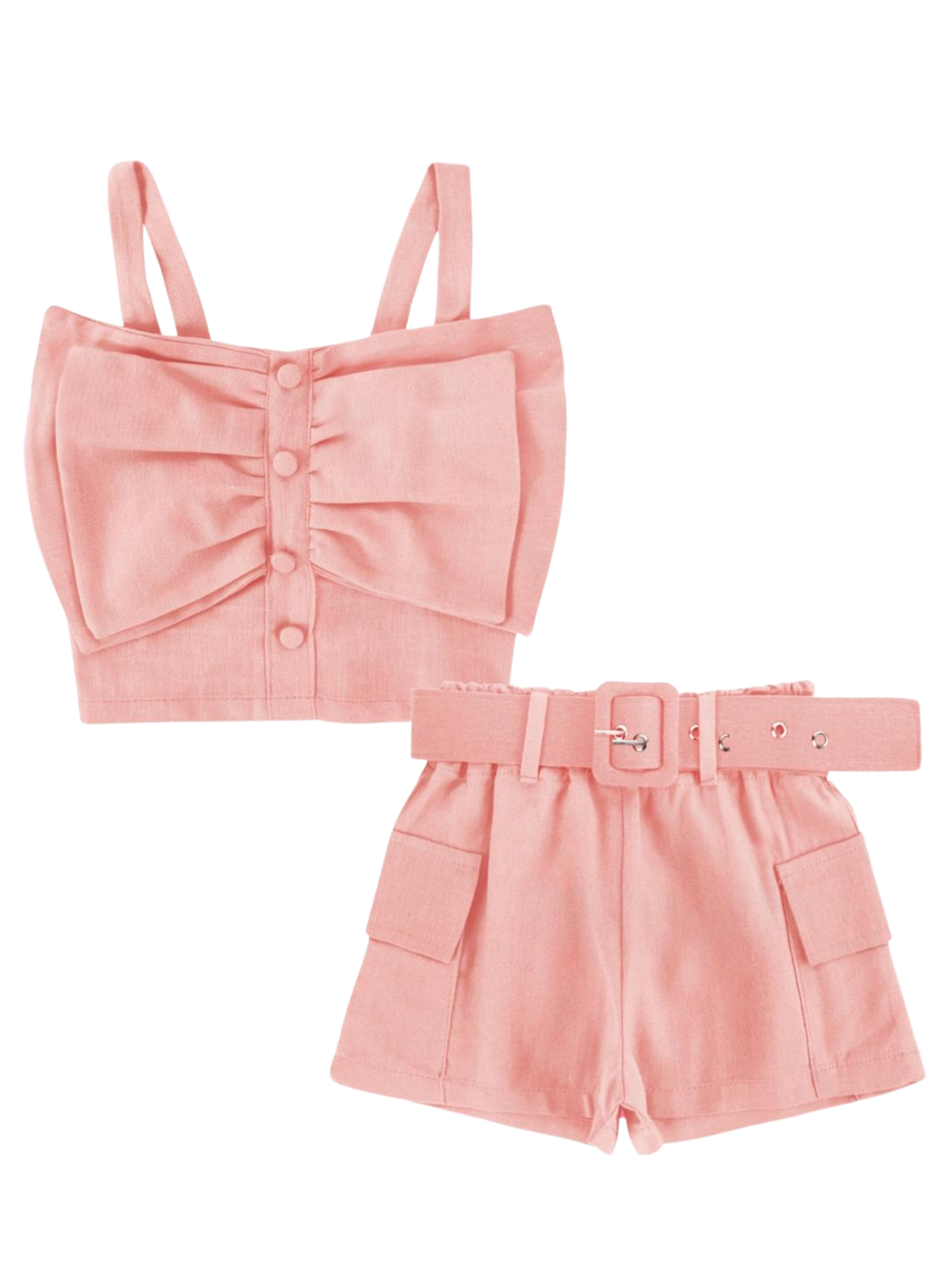 CONJUNTO SHORT Y BLUSA ROSA PASTEL