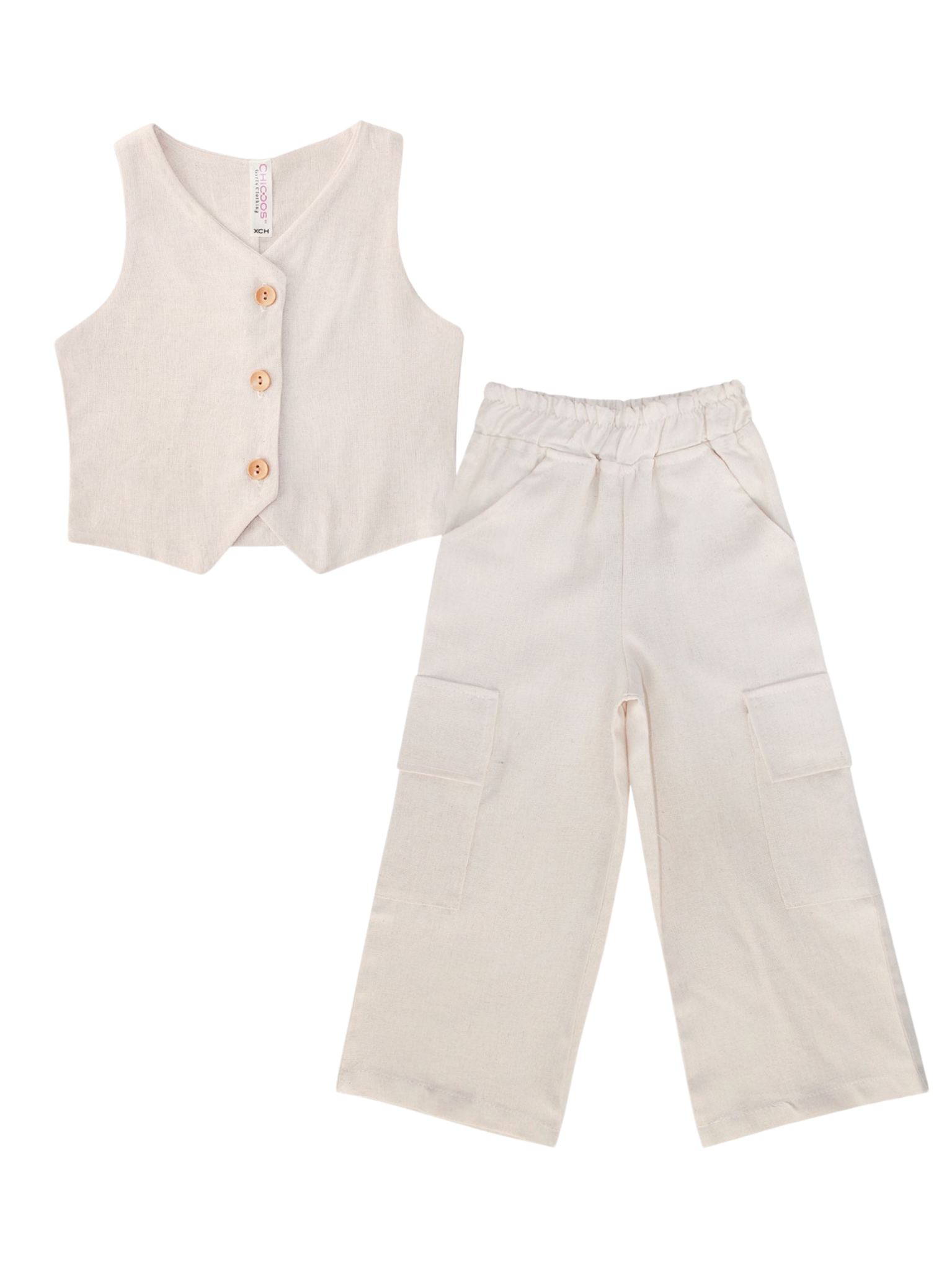 CONJUNTO BEBE CHALECO ARENA