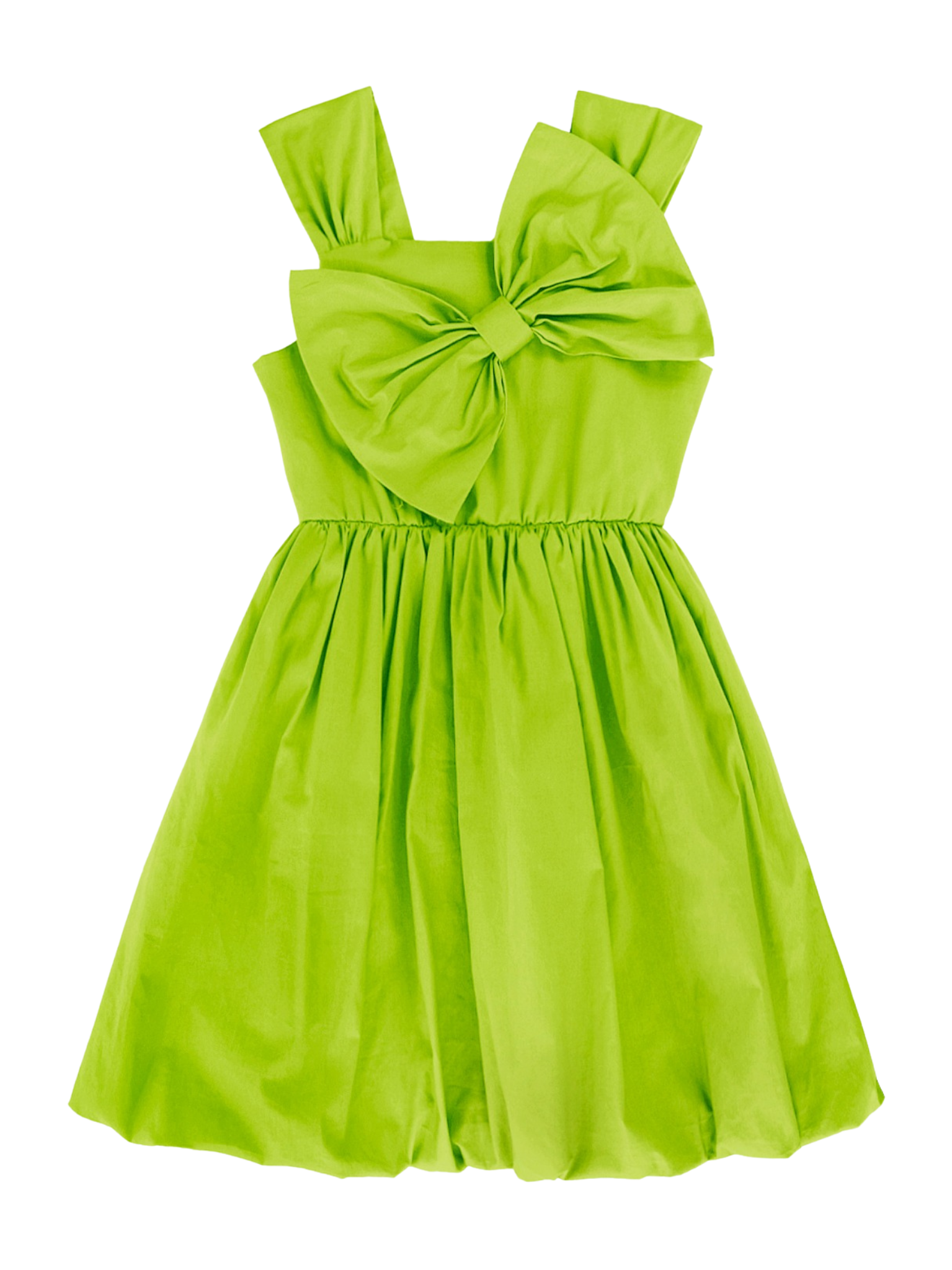 VESTIDO GLOBO CON MOÑO VERDE LIMON