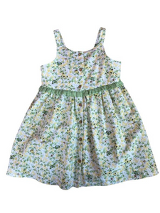 VESTIDO DE NIÑA ESTAMPADO FLORES AMARILLAS Y VERDES