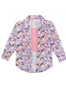 CAMISERO DE MANGA LARGA LILA CON FLORES PEQUEÑAS