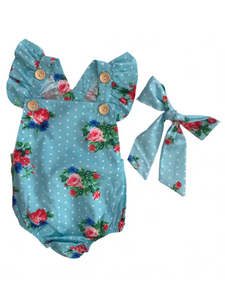 ROMPER AQUA CON FLORES