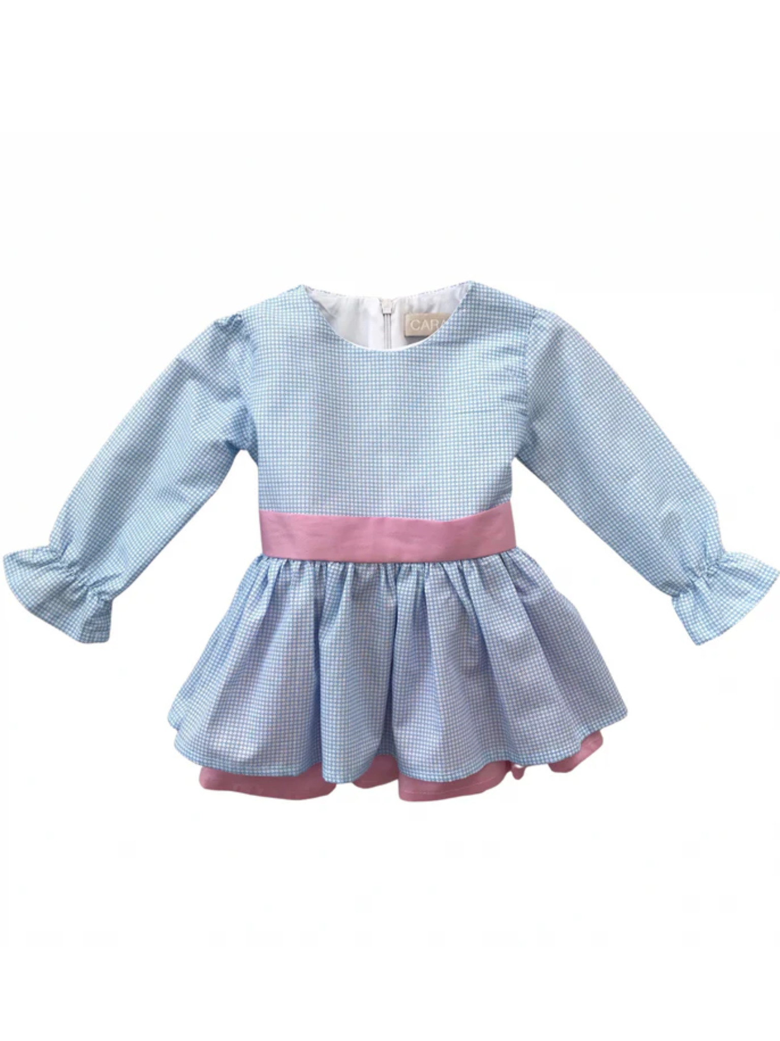 VESTIDO CELESTE MINI CUADROS