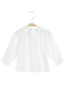 BLUSA BLANCA CON MOÑO EN CUELLO