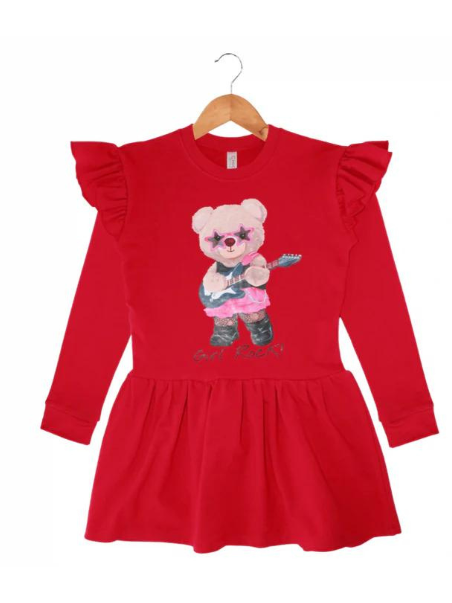 VESTIDO SUÉTER ROJO CON OSO ROCKER