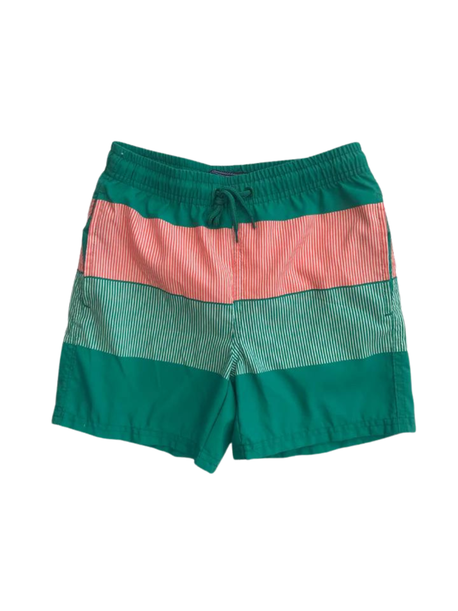 TRAJE DE BAÑO SHORT VERDE CON NARANJA