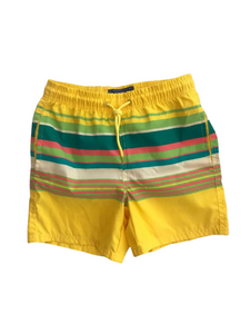 TRAJE DE BAÑO SHORT AMARILLO RAYAS VERDE Y NARNJA