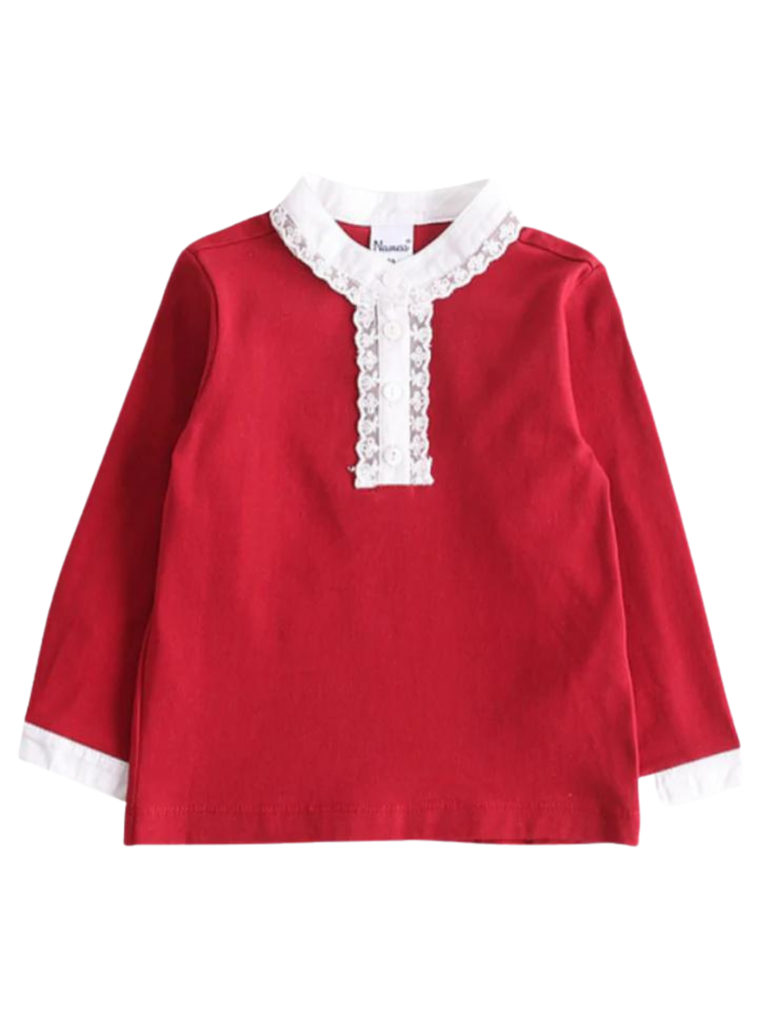 BLUSA ROJA CON ENCAJE BLANCO