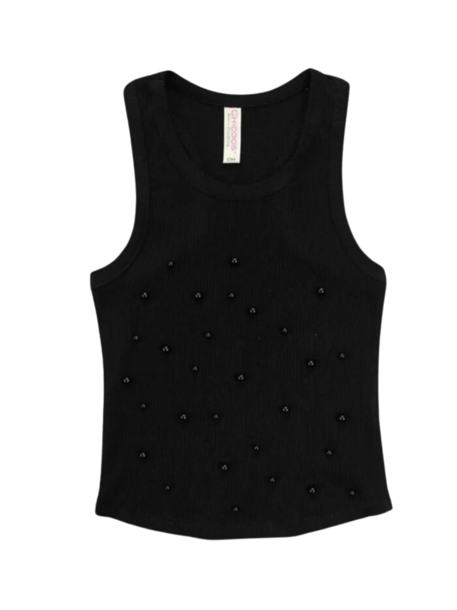 BLUSA NEGRA BASICA PERLAS.