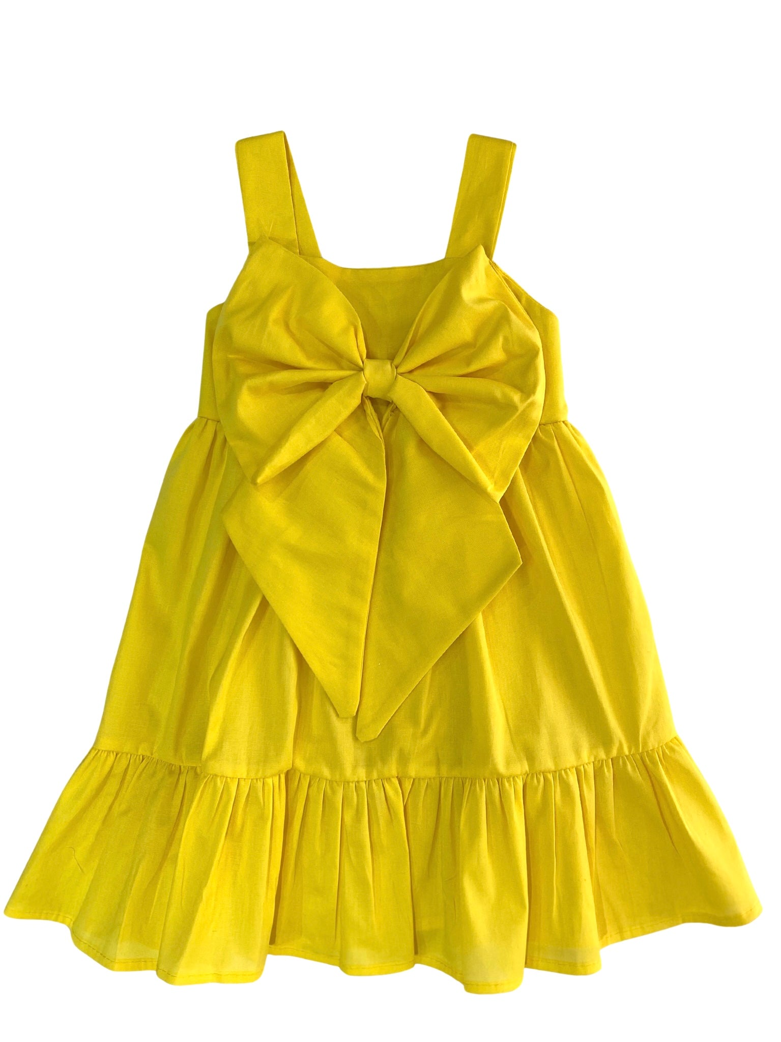 VESTIDO AMARILLO CON MOÑO