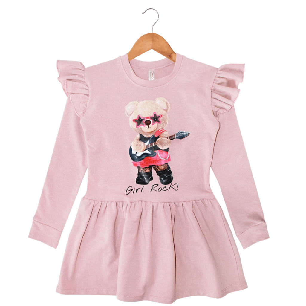 VESTIDO SUÉTER ROSA OSO ROCKER