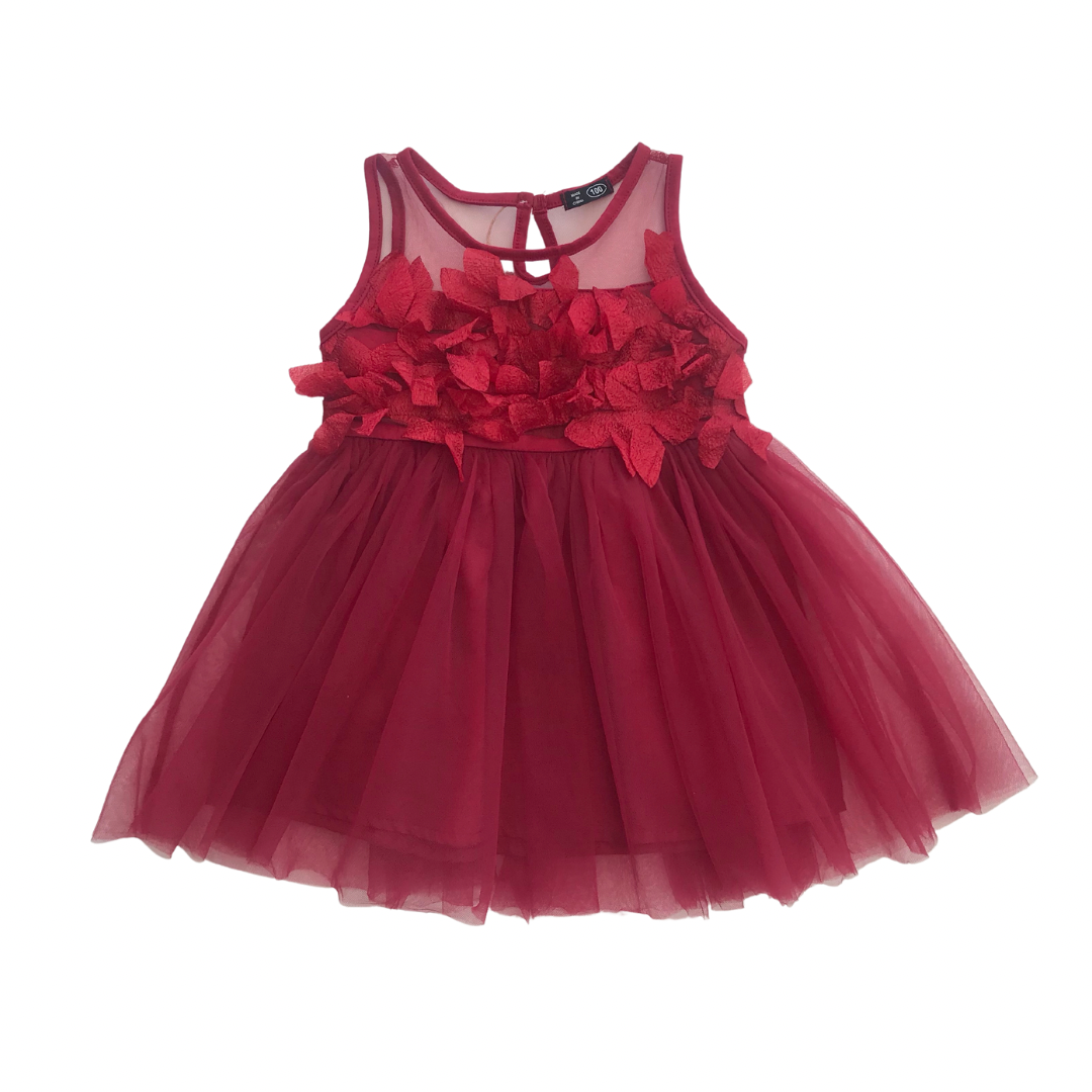 VESTIDO SIN MANGAS SWEET PETAL GUINDO